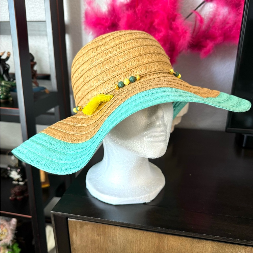 Bohemian Floppy Woven Sunhat Beads and Tassels